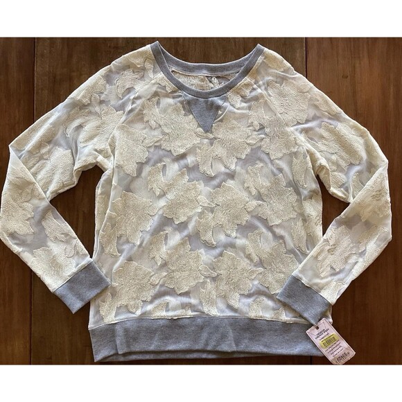 Awake Couture Embroidered Sheer Mesh Long Sleeved Pullover Medium NWT - Picture 1 of 6